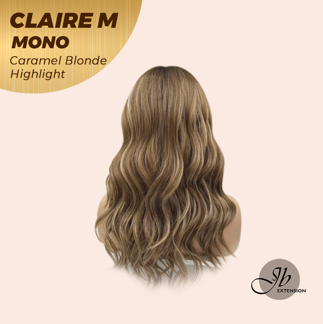 HOT OF SEASON - JBEXTENSION CLAIRE MONO CARAMEL BLONDE HIGHLIGHT Partial Monofilament Wig 22 Inches Caramel Blonde Highlight Partial Mono Lace Glueless Wig CLAIRE MONO CARAMEL BLONDE HIGHLIGHT【BENDY EAR TABS】