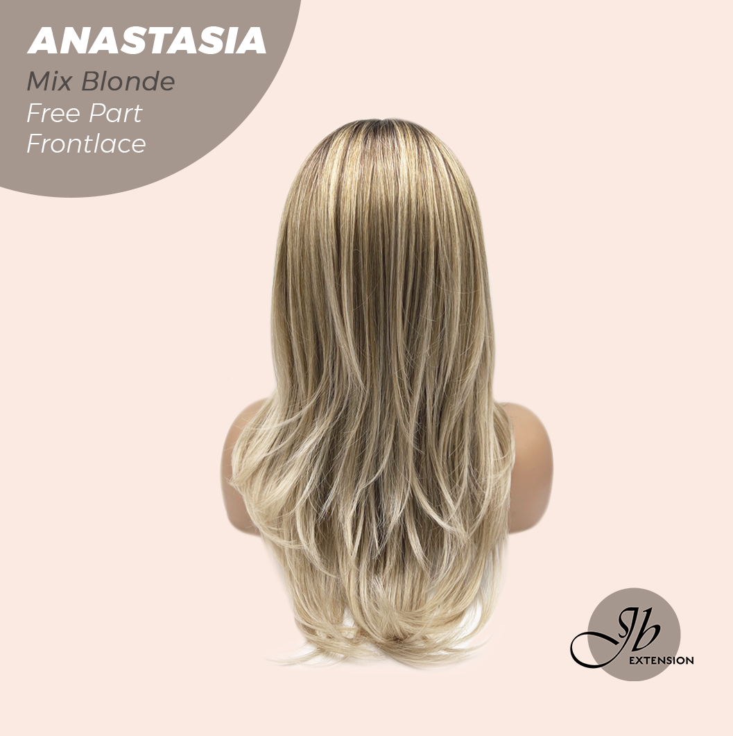 JBEXTENSION 20 Inches Mix Blonde Curly Pre-Cut 13X3 Lace Free Part Frontlace Glueless Wig ANASTASIA MIX BLONDE