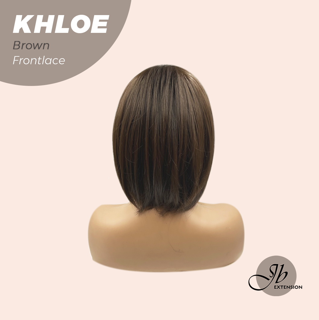 JBEXTENSION 12 Inches Bob Cut Brown Pre-Cut Snowflake Lace Frontlace Glueless Wig KHLOE BROWN【PERMATEASE】【BENDY EAR TABS】