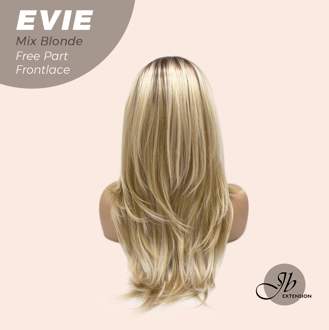 JBEXTENSION 22 Inches Mix Blonde Pre-Cut Free Part Frontlace Glueless Wig EVIE MIX BLONDE