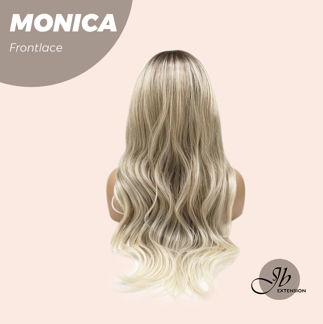 HOT OF SEASON - 26 Inches Curly Ash Blonde with Dark Root Pre-Cut Frontlace Glueless Wig MONICA