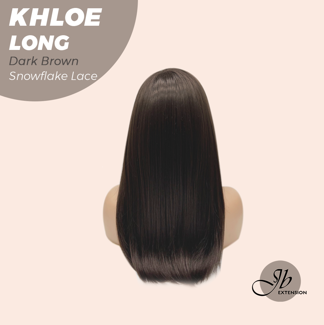 JBEXTENSION 18 Inches Dark Brown Pre-Cut Snowflake Lace Frontlace Glueless Wig KHLOE LONG DARK BROWN【PERMATEASE】【BENDY EAR TABS】
