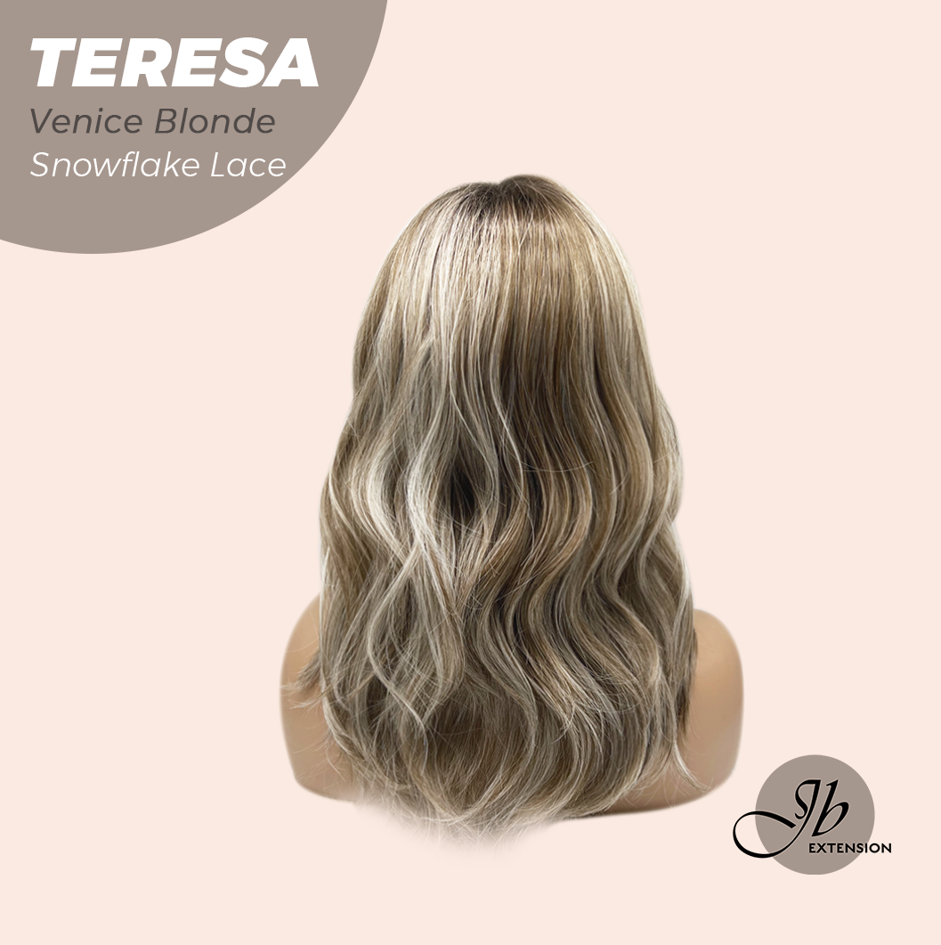 JBEXTENSION 18 Inches Venice Blonde Pre-Cut Snowflake Lace Frontlace Glueless Wig TERESA VENICE BLONDE【PERMATEASE】【BENDY EAR TABS】