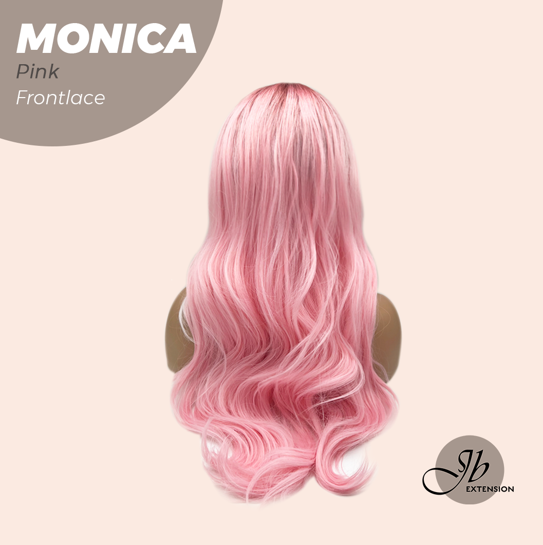 JBEXTENSION 26 Inches Curly Pink Pre-Cut Frontlace Glueless Wig MONICA PINK