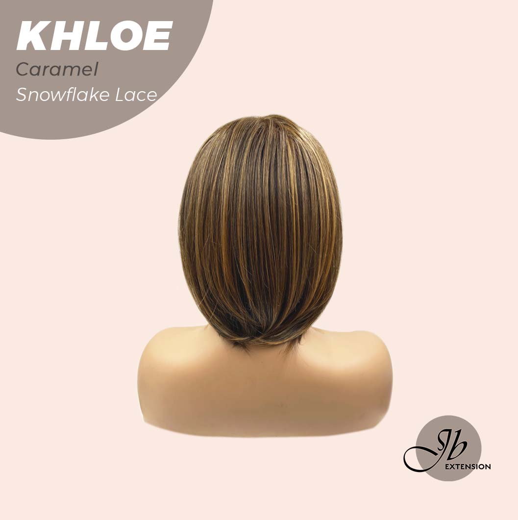 [PRE-ORDER] JBEXTENSION 12 Inches Bob Cut Caramel Pre-Cut Snowflake Lace Frontlace Glueless Wig KHLOE LACE【PERMATEASE】【BENDY EAR TABS】- M/L