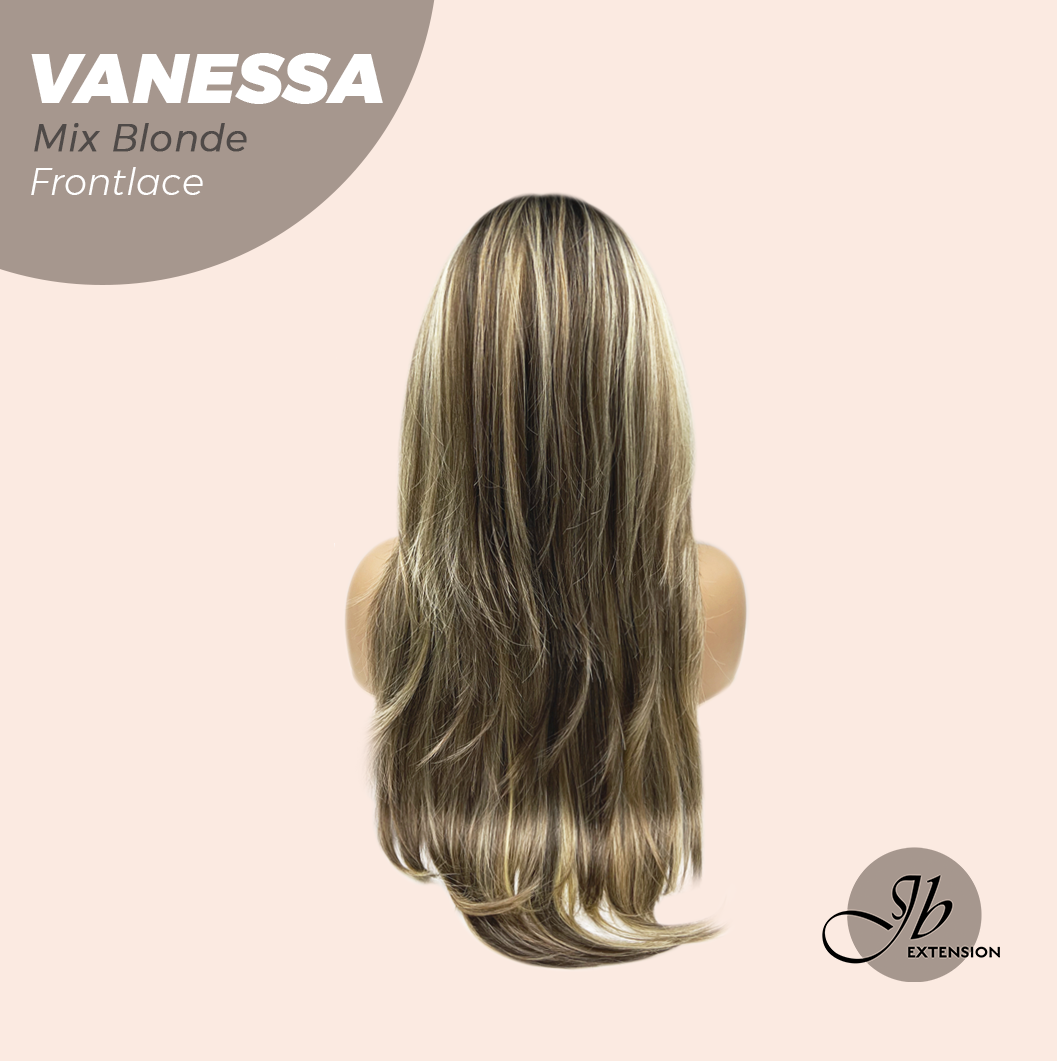 JBEXTENSION 26 Inches Curly Mix Blonde Pre-Cut Frontlace Wig VANESSA MIX BLONDE