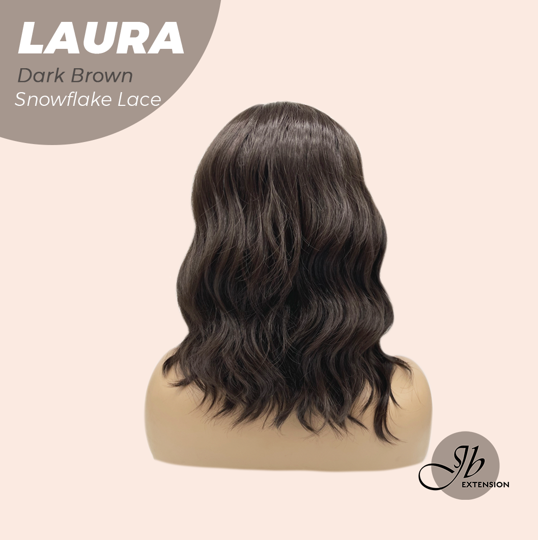 JBEXTENSION 14 Inches Dark Brown Pre-Cut Side Part Snowflake Lace Frontlace Glueless Wig LAURA SNOWFLAKE DARK BROWN【BENDY EAR TABS】- S/M