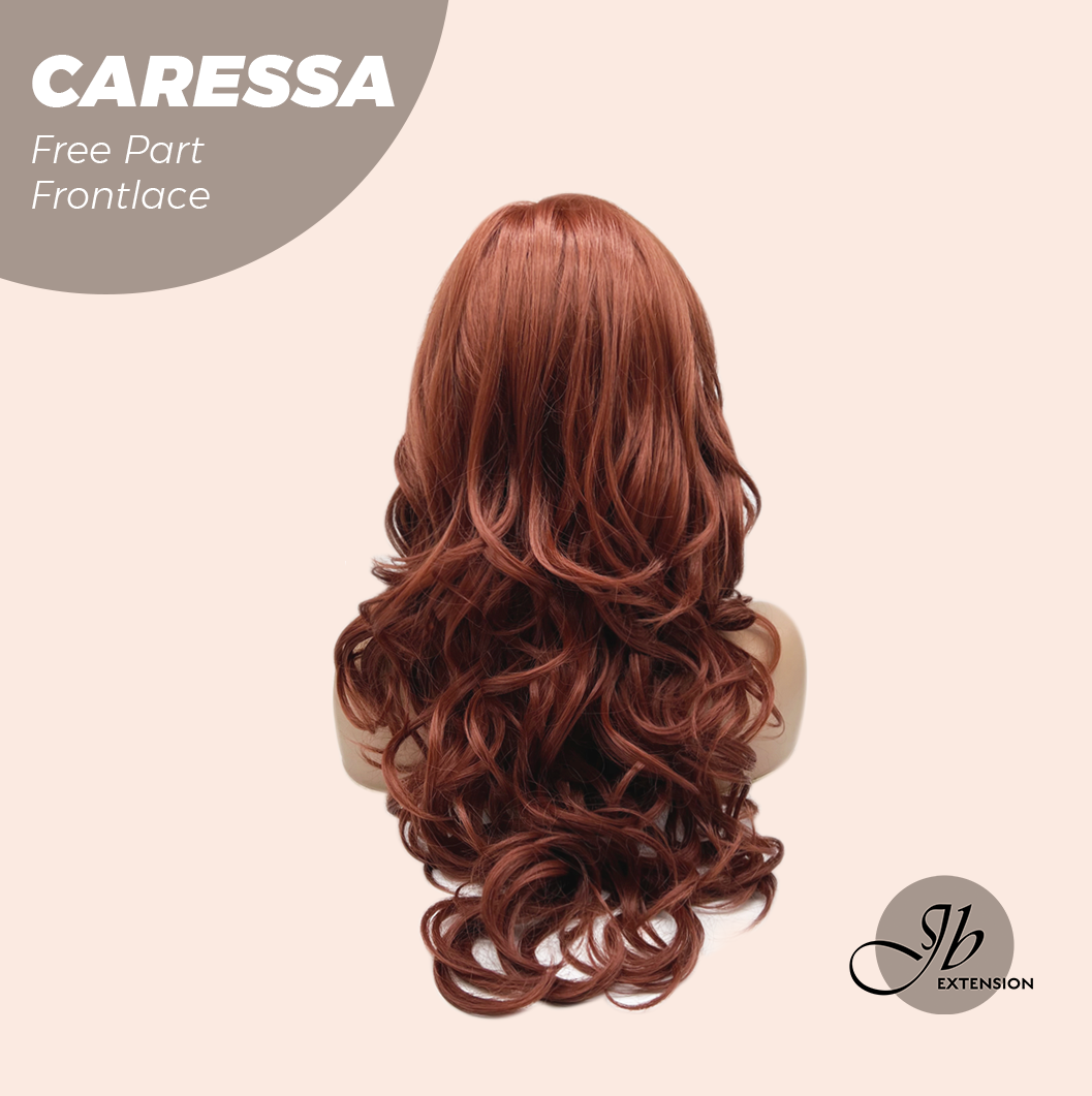 Nichole's Selection - 22 Inches Copper Curly Wave Free Part Frontlae Glueless Wig CARESSA