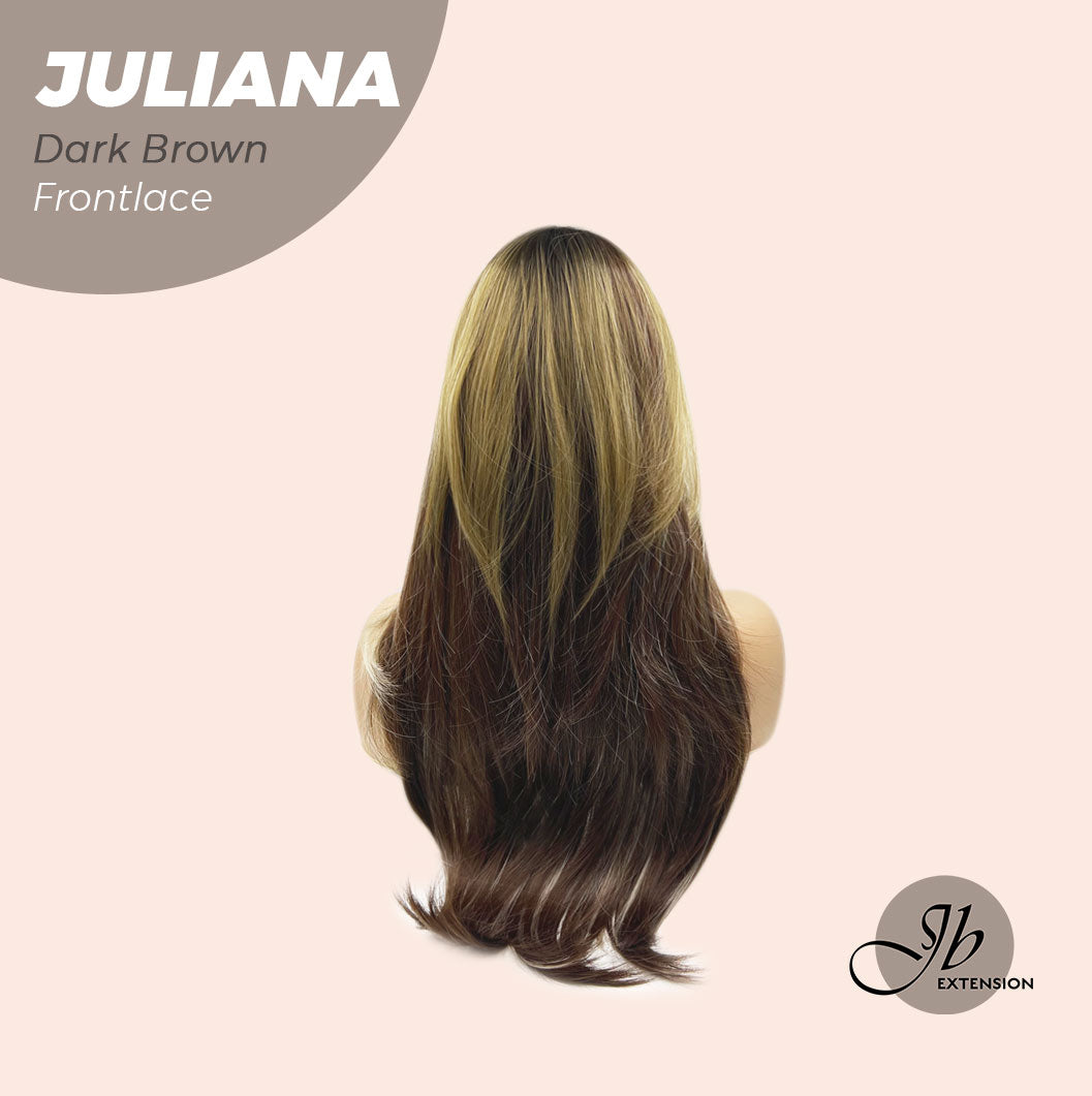 JBEXTENSION 26 Inches Wolf Cut Brown With Highlight Frontlace Glueless Wig JULIANA DARK BROWN