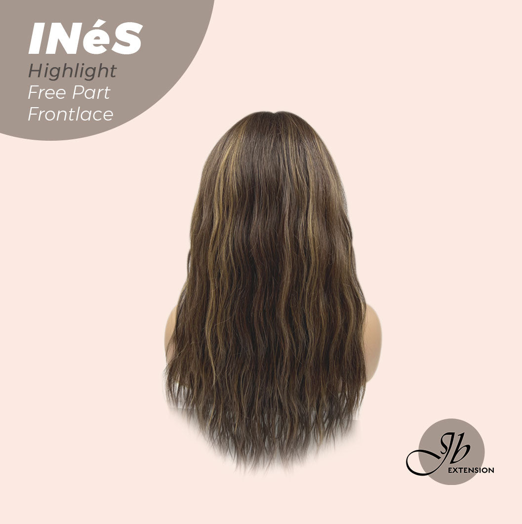 JBEXTENSION 22 Inches Brown With Highlight Body Wave Pre-Cut Free Part Frontlae Glueless Wig INéS HIGHLIGHT