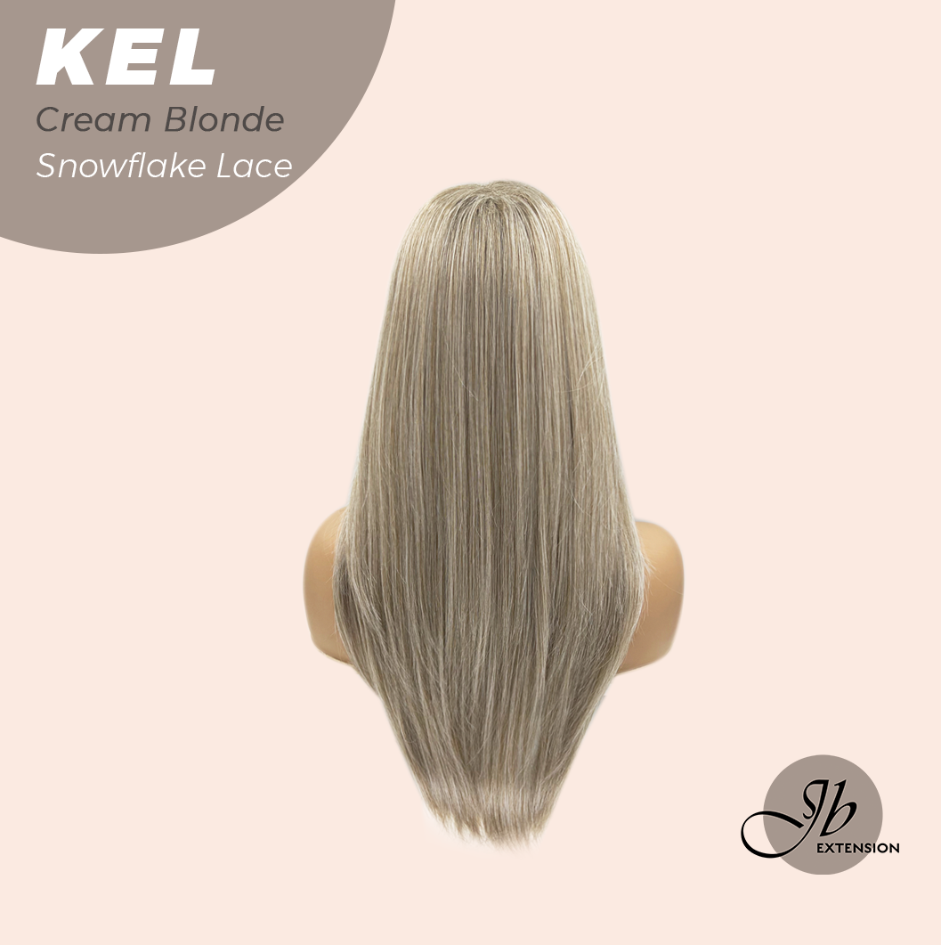 JBEXTENSION 22 Inches Cream Blonde Pre-Cut Snowflake Lace Frontlace Glueless Wig KEL CREAM BLONDE【PERMATEASE】【BENDY EAR TABS】- M/L
