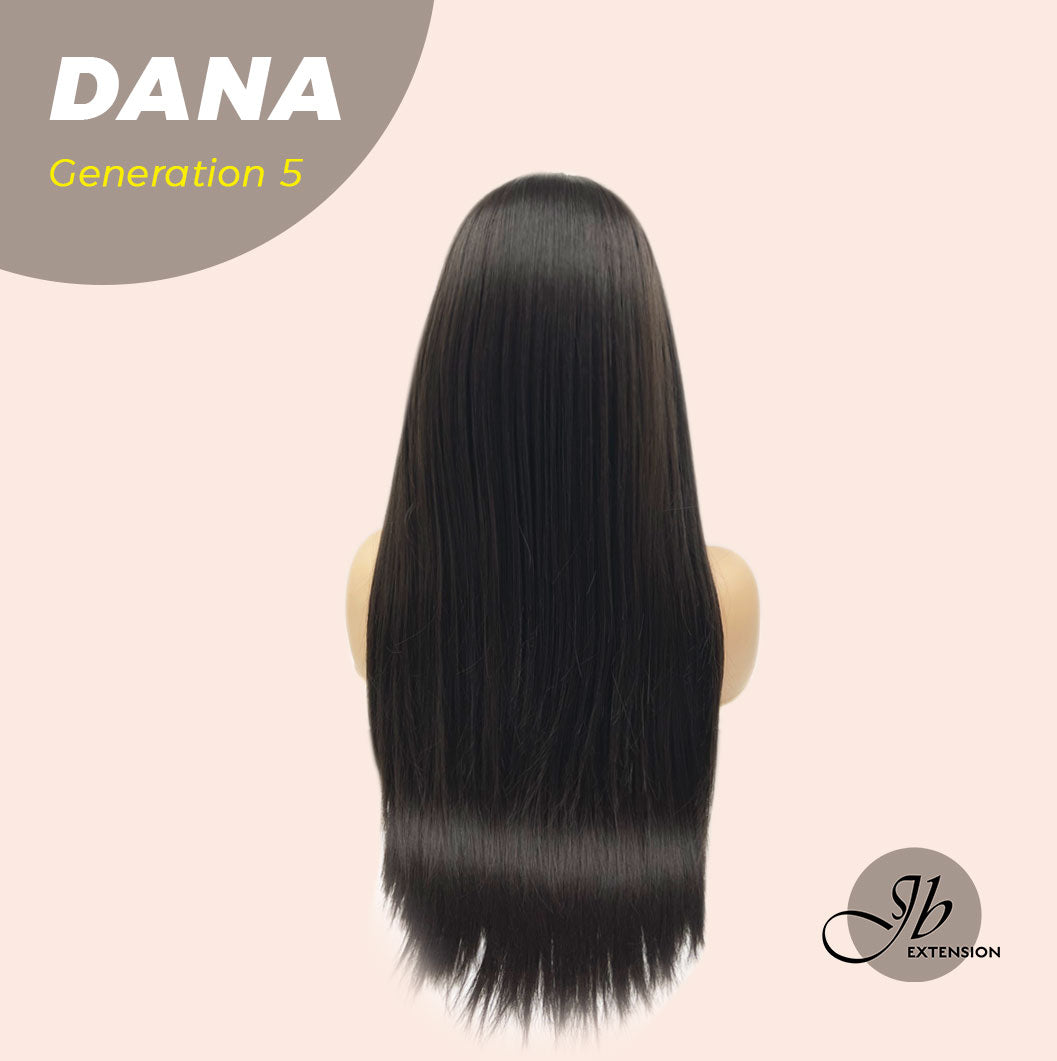 JBEXTENSION GENERATION FIVE 28 Inches Long Tea Black Darkest Brown Straight Wig With Bangs DANA G5