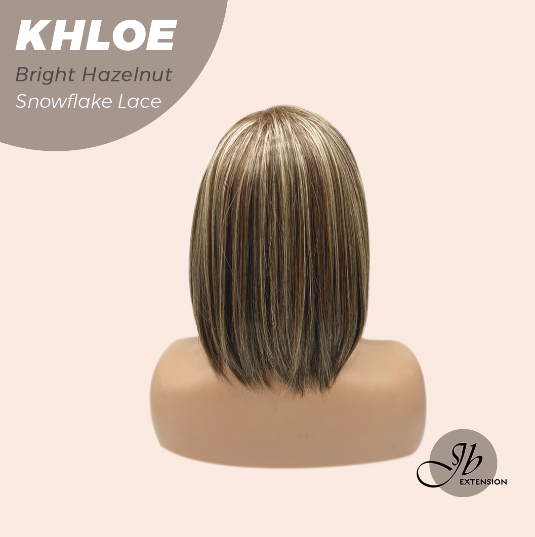 JBEXTENSION 12 Inches Bob Cut Bright Hazelnut Pre-Cut Snowflake Lace Frontlace Glueless Wig KHLOE BRIGHT HAZELNUT【PERMATEASE】【BENDY EAR TABS】