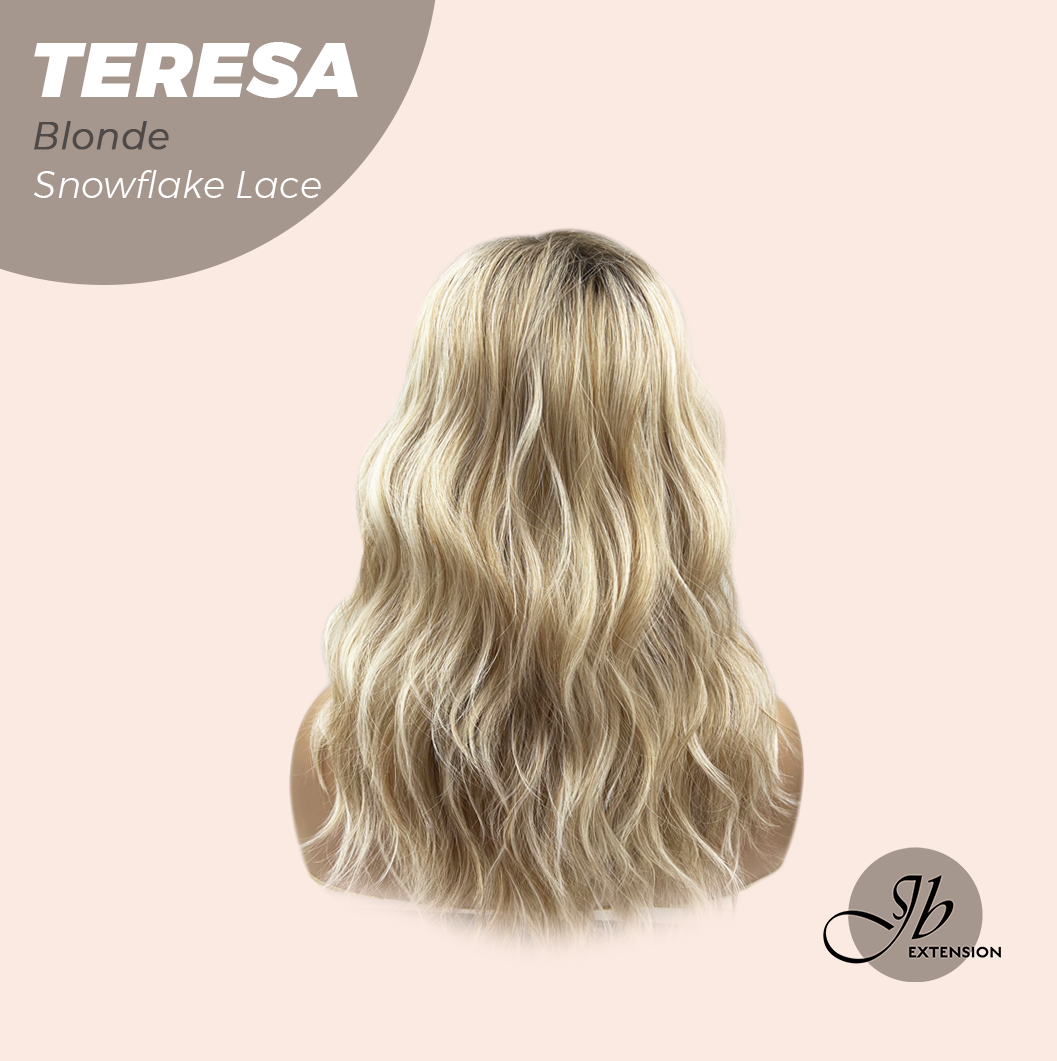 JBEXTENSION 18 Inches Mix Blonde Pre-Cut Snowflake Lace Frontlace Glueless Wig TERESA BLONDE【PERMATEASE】【BENDY EAR TABS】