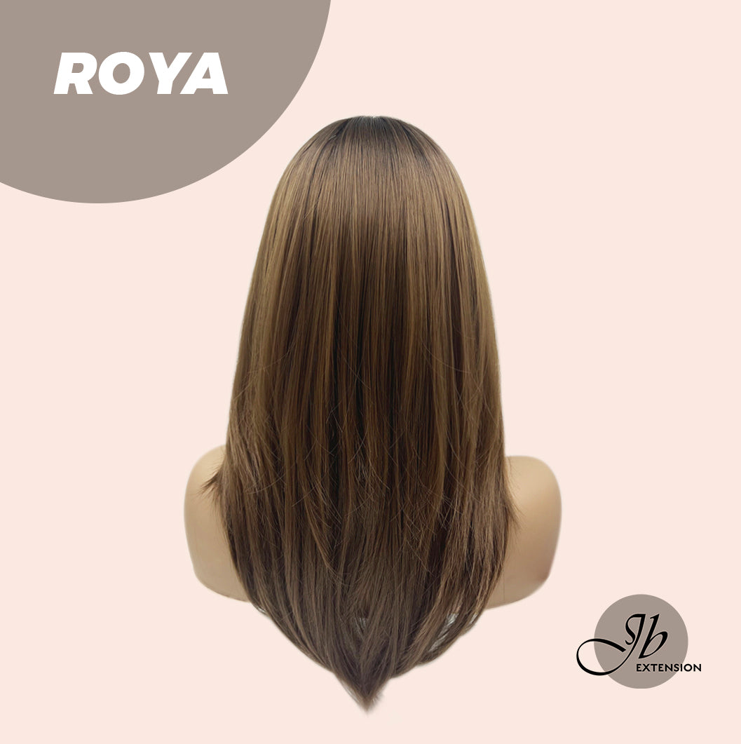 JBEXTENSION 22 Inches Brown With Dark Root With Bangs Wig ROYA