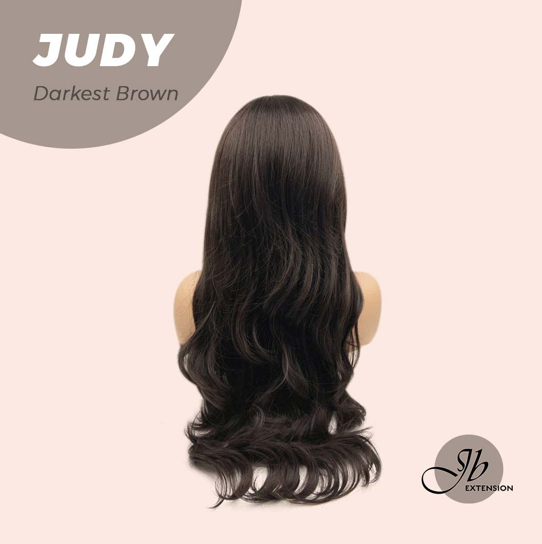 JBEXTENSION 26 Inches Long Curly Tea Black Darkest Brown Color Wig JUDY DARKEST BROWN