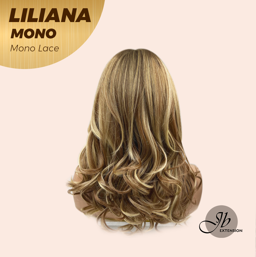 JBEXTENSION LILIANA MONO Full Monofilament Handmade Full Lace Full Hand Tied Wig 18 Inches Honey Blonde Mono Lace Handmade Futura Fiber Wig Glueless Wig LILIANA MONO【BENDY EAR TABS】