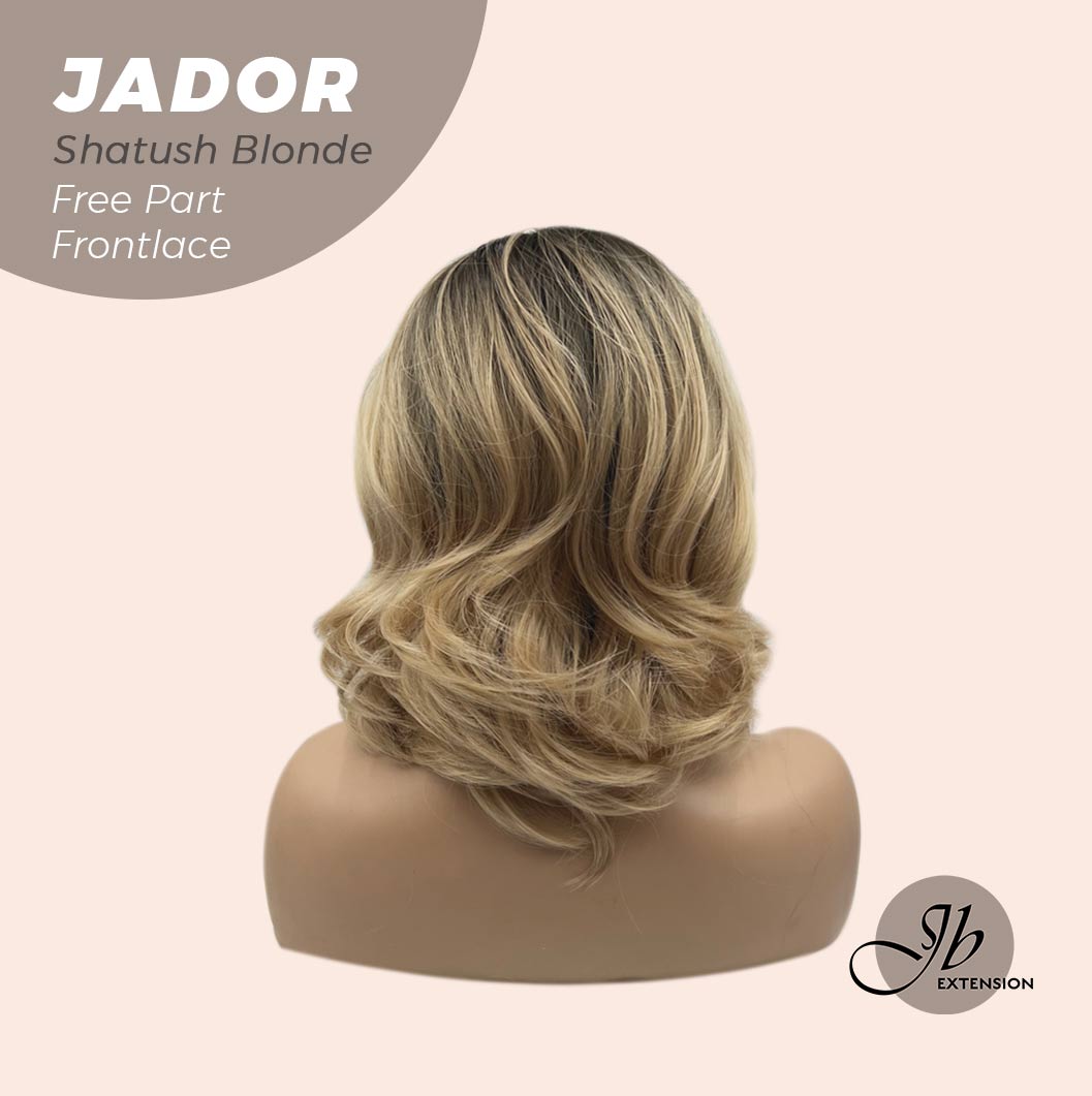 JBEXTENSION 10 Inches Shatush Dark Blonde Curly Lace Front Wig.Pre Plucked 13*4 HD Transparent Lace Frontal Handmade Futura Fiber Swiss Lace Synthetic Fiber Glueless Wig JADOR SHATUSH BLONDE