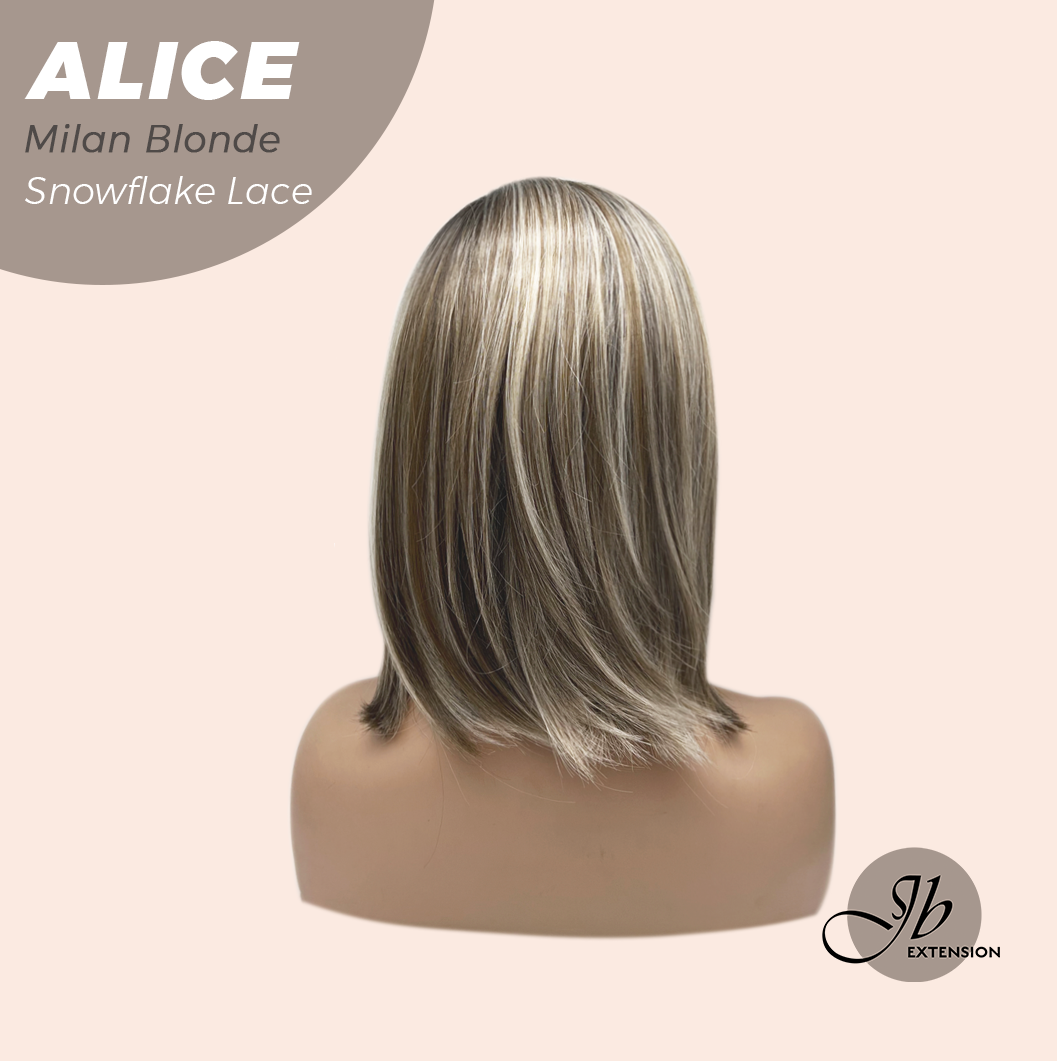 JBEXTENSION 12 Inches Milan Blonde Pre-Cut Side Part Snowflake Lace Frontlace Glueless Wig ALICE MILAN BLONDE【BENDY EAR TABS】- M/L