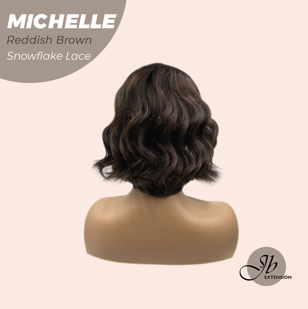 JBEXTENSION 10 Inches Reddish Brown Pre-Cut Side Part Snowflake Lace Frontlace Glueless Wig MICHELLE REDDISH BROWN【BENDY EAR TABS】