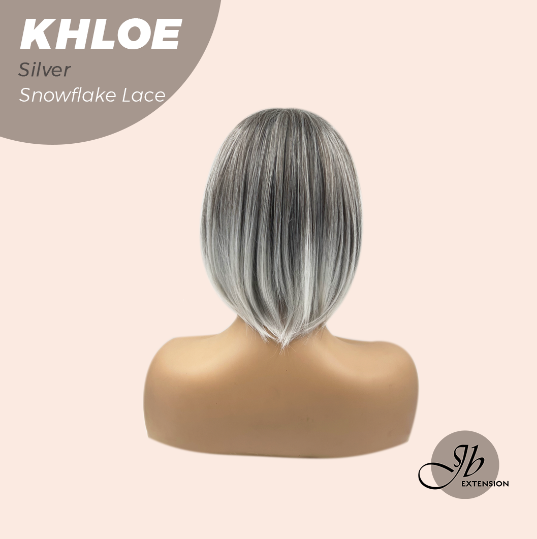HOT OF SEASON -12 Inches Bob Cut Silver Pre-Cut Snowflake Lace Frontlace Glueless Wig KHLOE SILVER【PERMATEASE】【BENDY EAR TABS】
