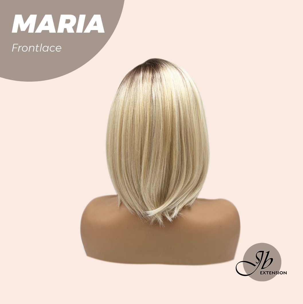 JBEXTENSION 12 Inches Blonde With Dark Root Pre-Cut Side Part Frontlace Glueless Wig MARIA
