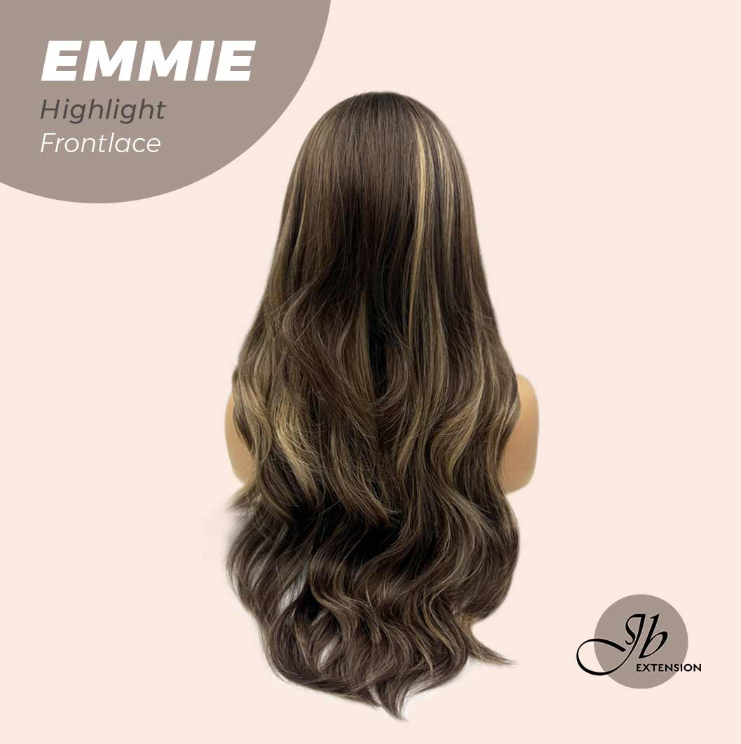 Nichole's Selection - 26 Inches Curly Women Brown With Highlight Wig Pre-Cut Frontlace Glueless Wig EMMIE HIGHLIGHT