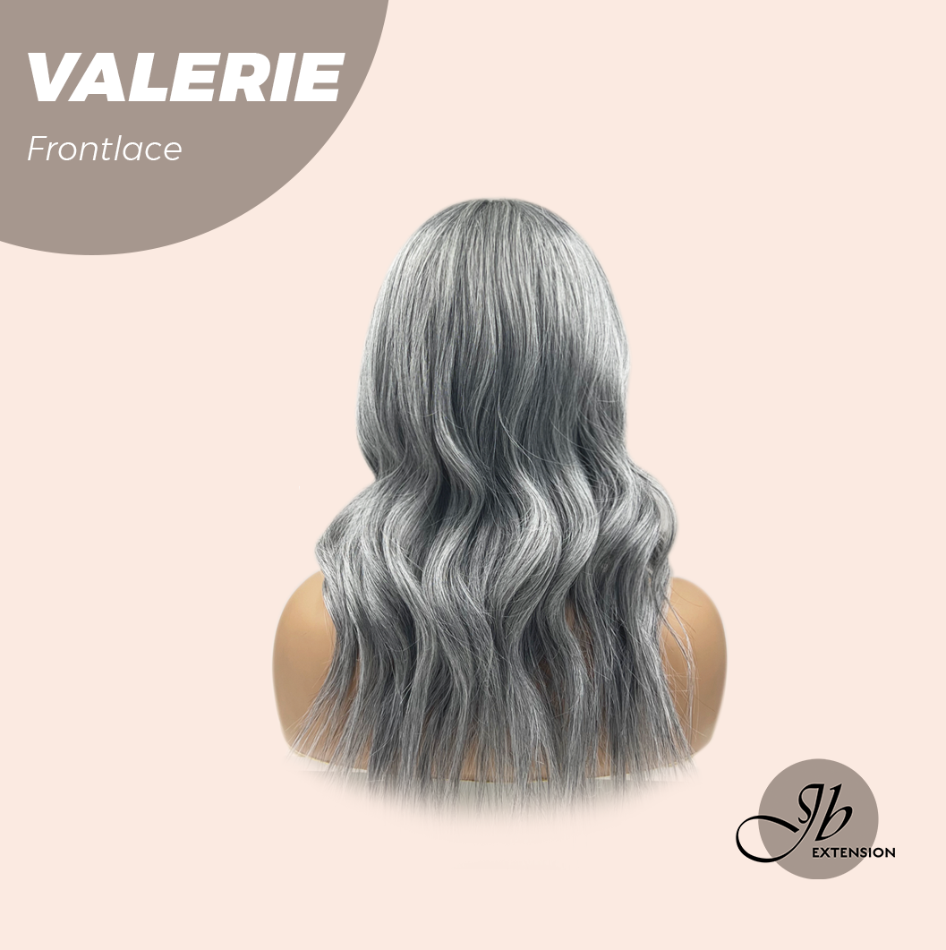 JBEXTENSION 18 Inches Curly Grey Pre-Cut Frontlace Glueless Wig VALERIE
