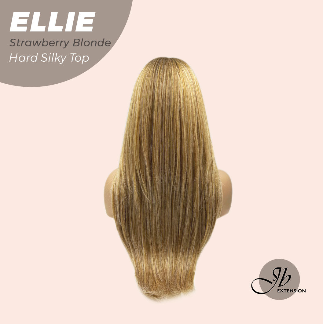JBEXTENSION 26 Inches Scalpiana Strawberry Blonde Wolf Cut 3.5X4 Hard Silky Top Natural Scalp Effect Wig With Bangs ELLIE STRAWBERRY BLONDE Silk Top