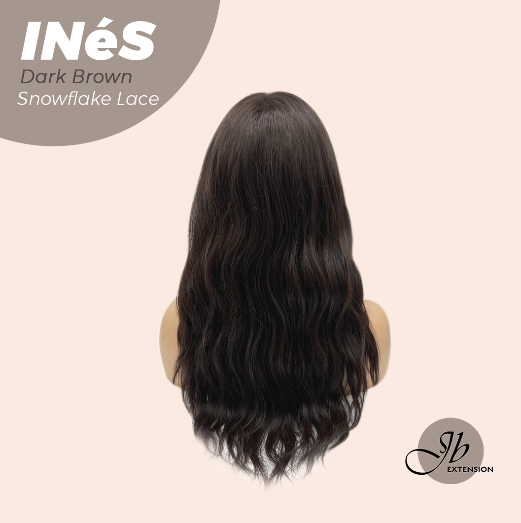 JBEXTENSION 22 Inches Dark Brown Pre-Cut Snowflake Lace Frontlace Glueless Wig INéS DARK BROWN【PERMATEASE】【BENDY EAR TABS】- M/L