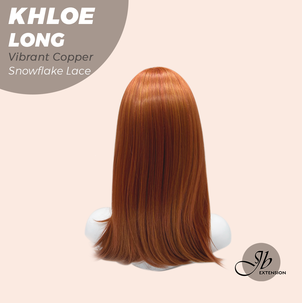 JBEXTENSION 18 Inches Vibrant Copper Pre-Cut Snowflake Lace Frontlace Glueless Wig KHLOE LONG VIBRANT COPPER【PERMATEASE】【BENDY EAR TABS】