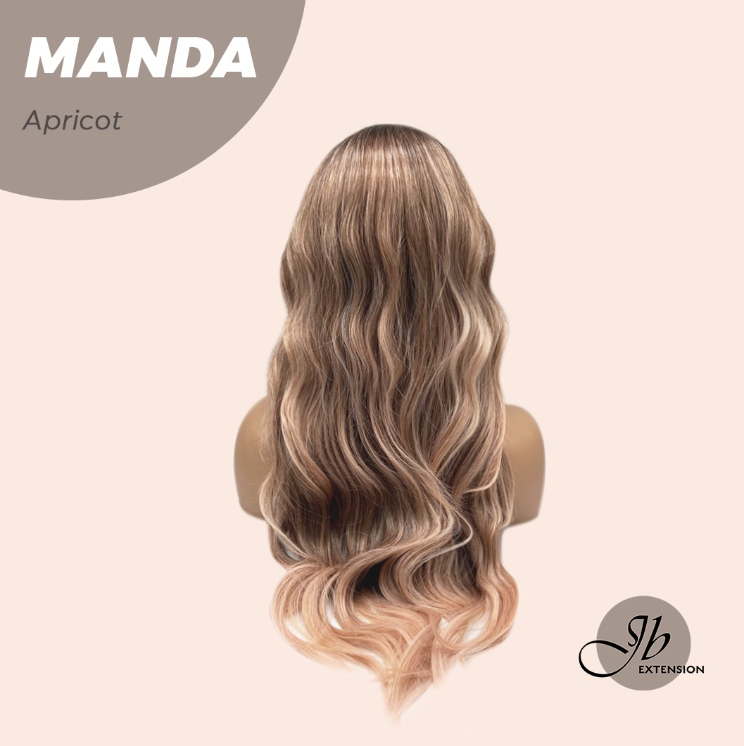 JBEXTENSION 26 Inches Long Apricot Body Wave With Bangs MANDA APRICOT