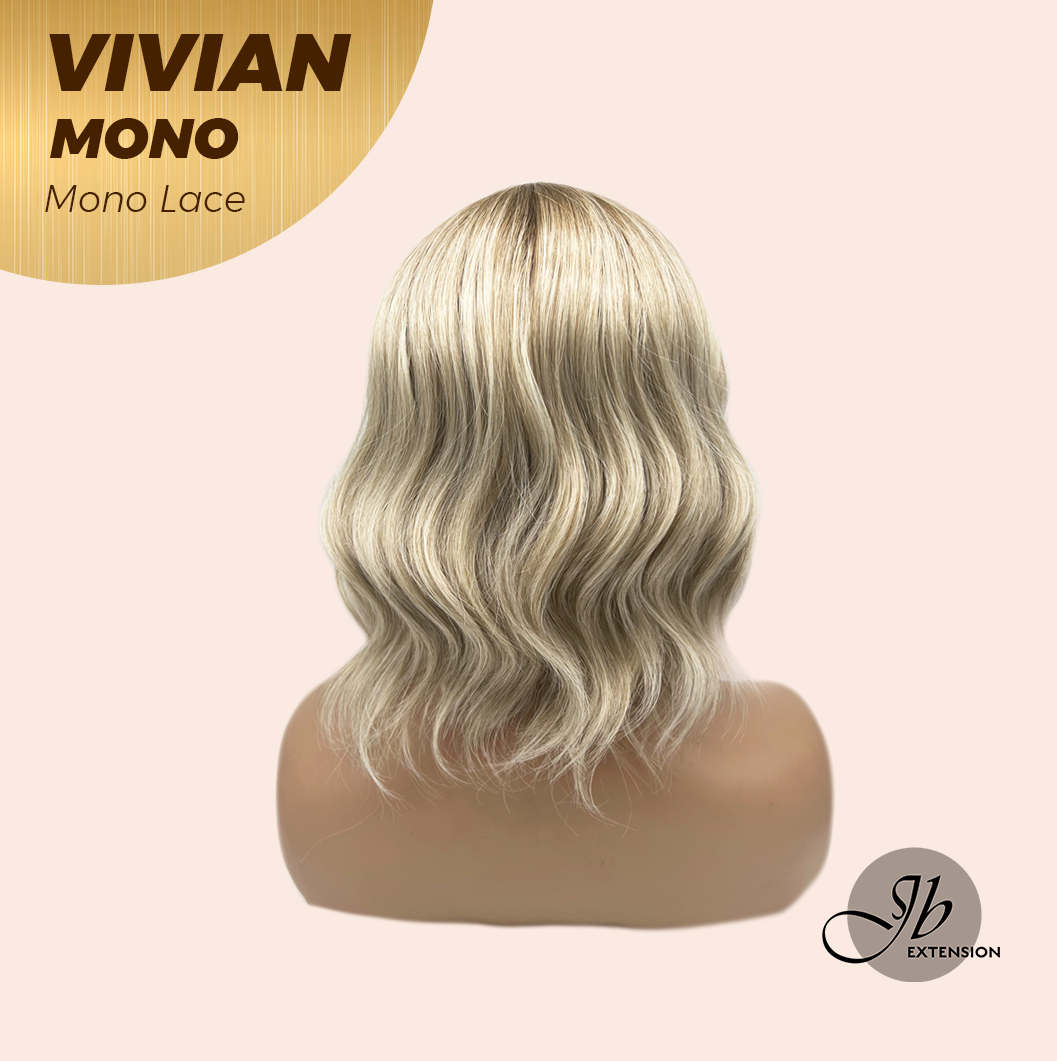 JBEXTENSION VIVIAN MONO Monofilament Handmade Wig 6X5 Full Monofilament Hand Tied Top Wig 12 Inches Blonde Wave Mono Lace Wig With Anti-slip Silicone Strips Glueless Wig VIVIAN MONO【BENDY EAR TABS】