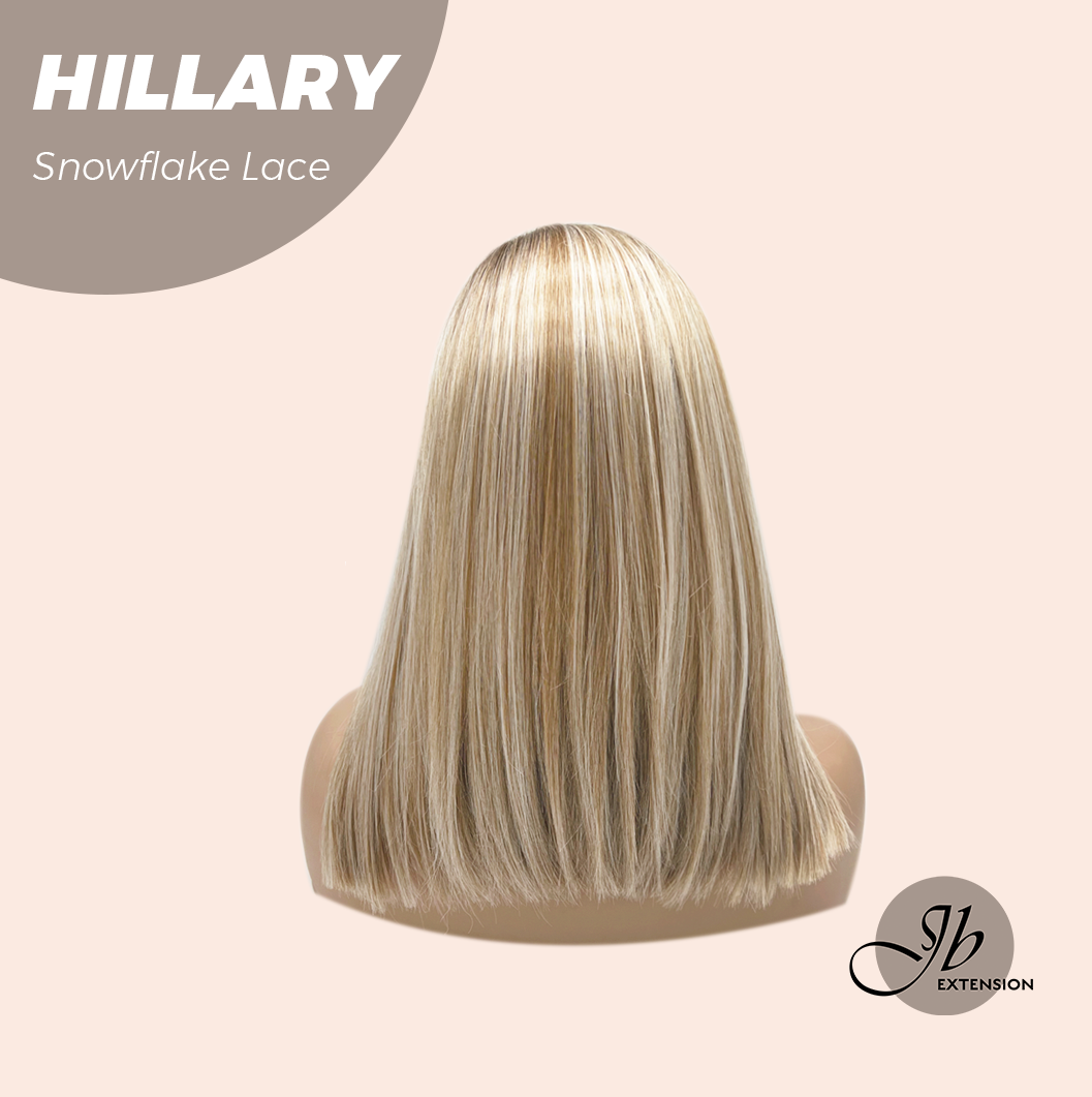 JBEXTENSION 16 Inches Blonde Straight Pre-Cut Side Part Snowflake Lace Frontlace Glueless Wig HILLARY SNOWFLAKE【BENDY EAR TABS】- M/L