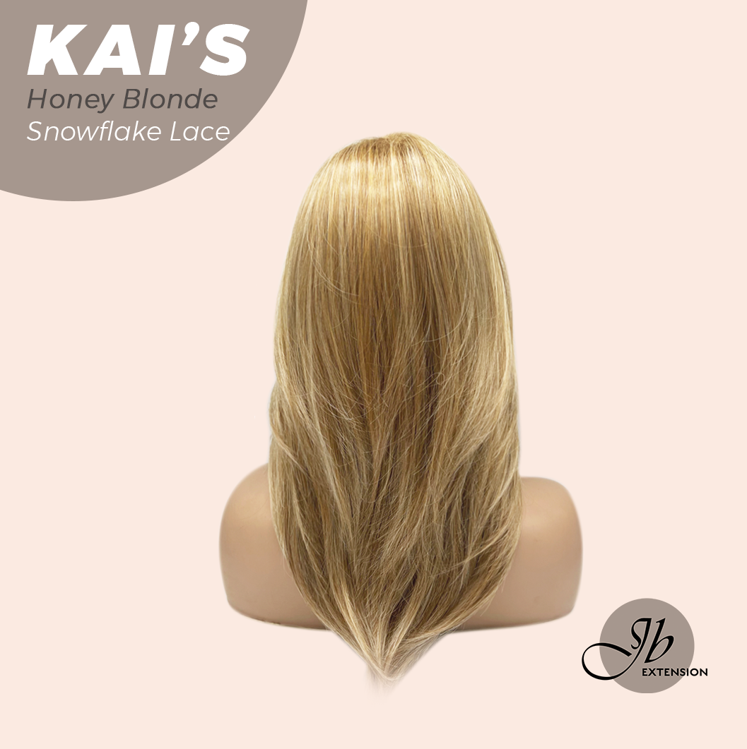JBEXTENSION 18 Inches Honey Blonde Pre-Cut Snowflake Lace Frontlace Glueless Wig KAI'S HONEY BLONDE【PERMATEASE】【BENDY EAR TABS】