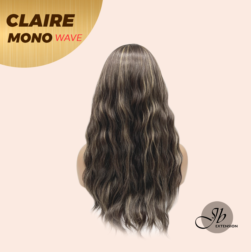 JBEXTENSION CLAIRE MONO WAVE Partial Monofilament Wig 22 Inches Brown With Highlight Partial Mono Lace Glueless Wig CLAIRE MONO-WAVE【BENDY EAR TABS】