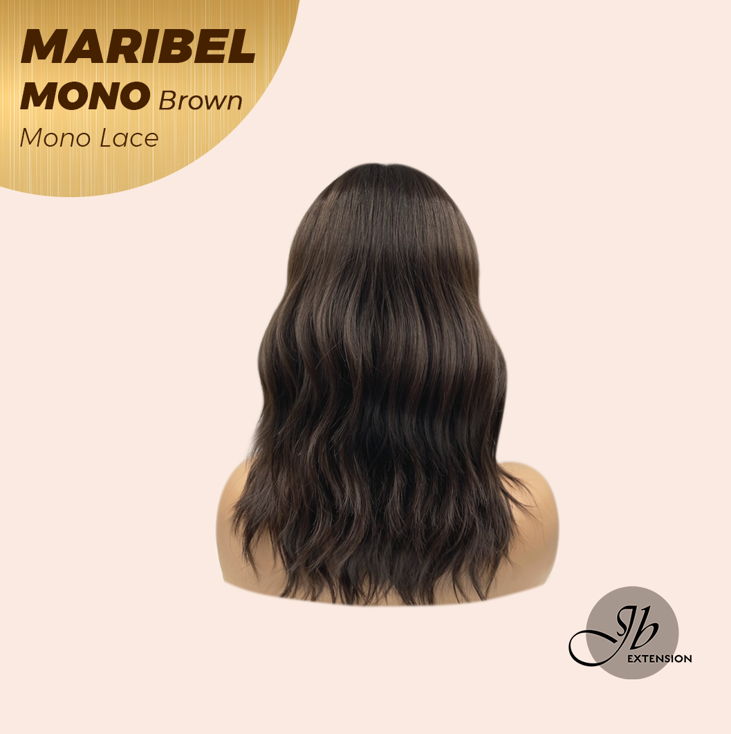 JBEXTENSION MARIBEL MONO Monofilament Handmade Wig 6X5 Full Monofilament Hand Tied Top Wig 16 Inches Brown Wave Mono Lace Wig With Anti-slip Silicone Strips Glueless Wig MARIBEL MONO BROWN【BENDY EAR TABS】