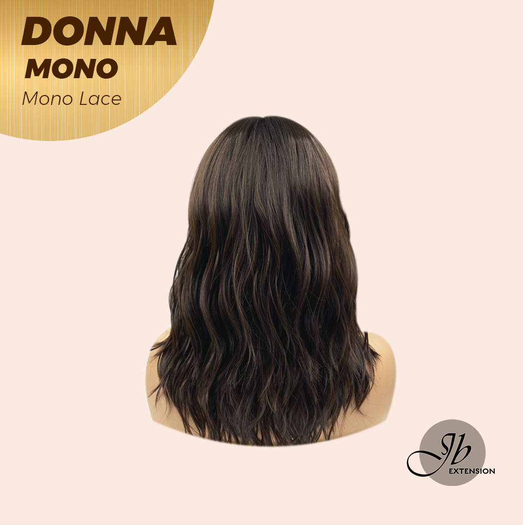 JBEXTENSION DONNA MONO Monofilament Handmade Wig 6X5 Full Monofilament Hand Tied Top Wig 18 Inches Dark Brown Wave Mono Lace Wig With Anti-slip Silicone Strips Glueless Wig DONNA MONO【BENDY EAR TABS】