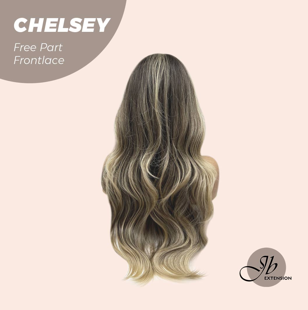 Nichole's Selection - 26 Inches Curly Mix Blonde Free Part Pre-Cut Frontlace Glueless Wig CHELSEY