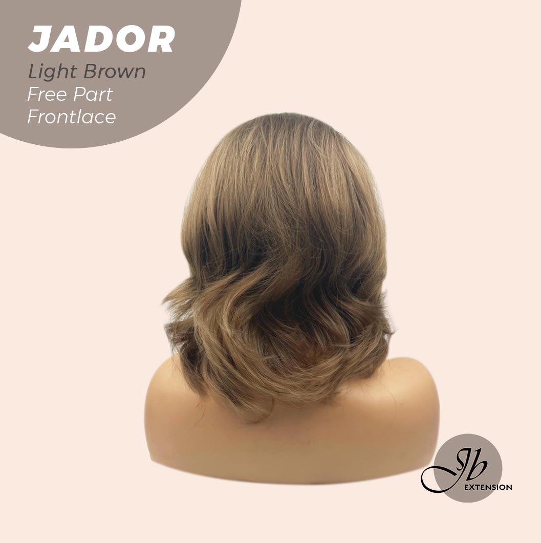 JBEXTENSION 10 Inches Light Brown Curly Lace Front Wig.Pre Plucked 13*4 HD Transparent Lace Frontal Handmade Futura Fiber Swiss Lace Synthetic Fiber Glueless Wig JADOR LIGHT BROWN
