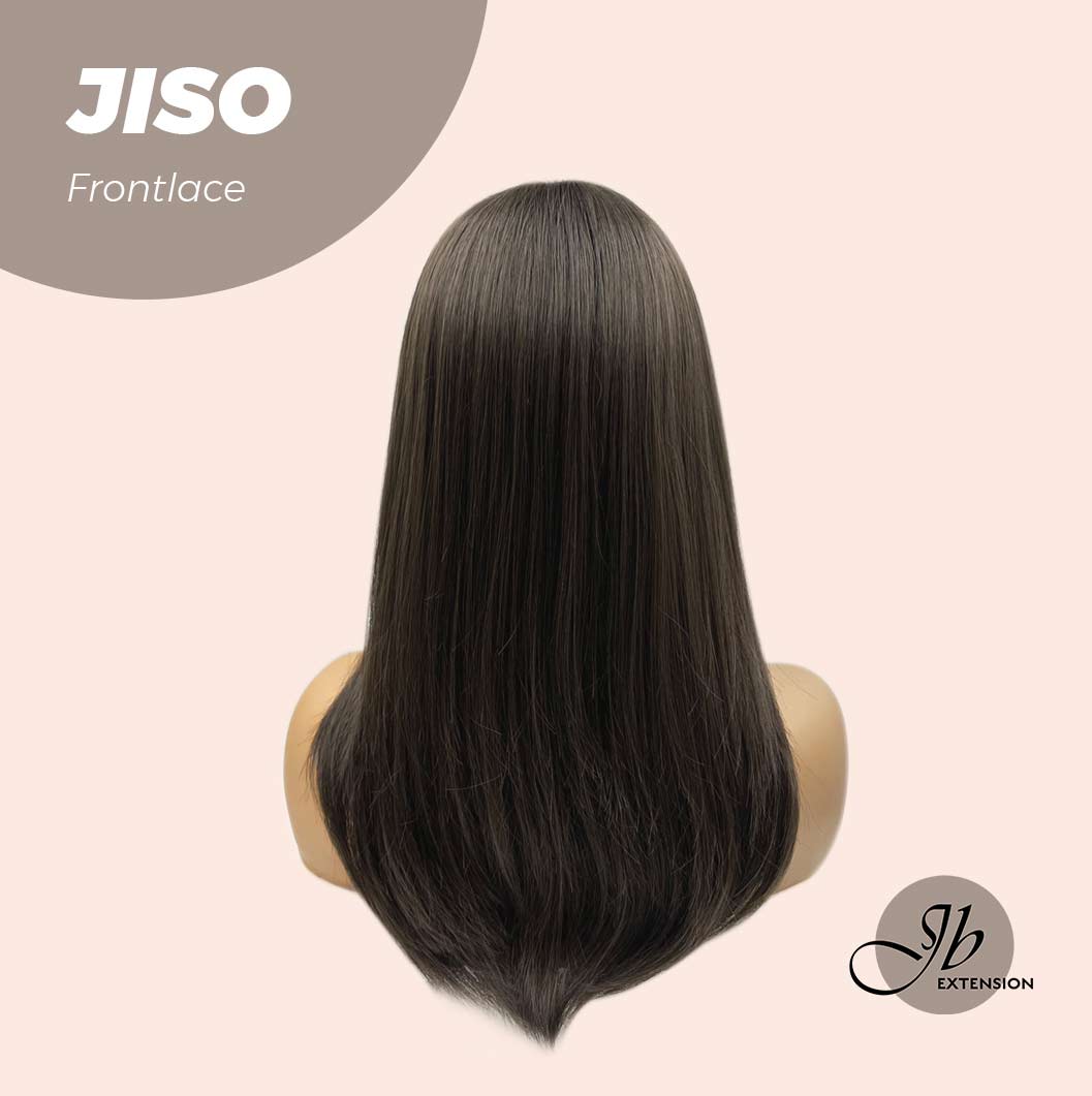 JBEXTENSION 20 Inches Nature Brown Pre-Cut Frontlace Glueless Wig With Bangs JISO