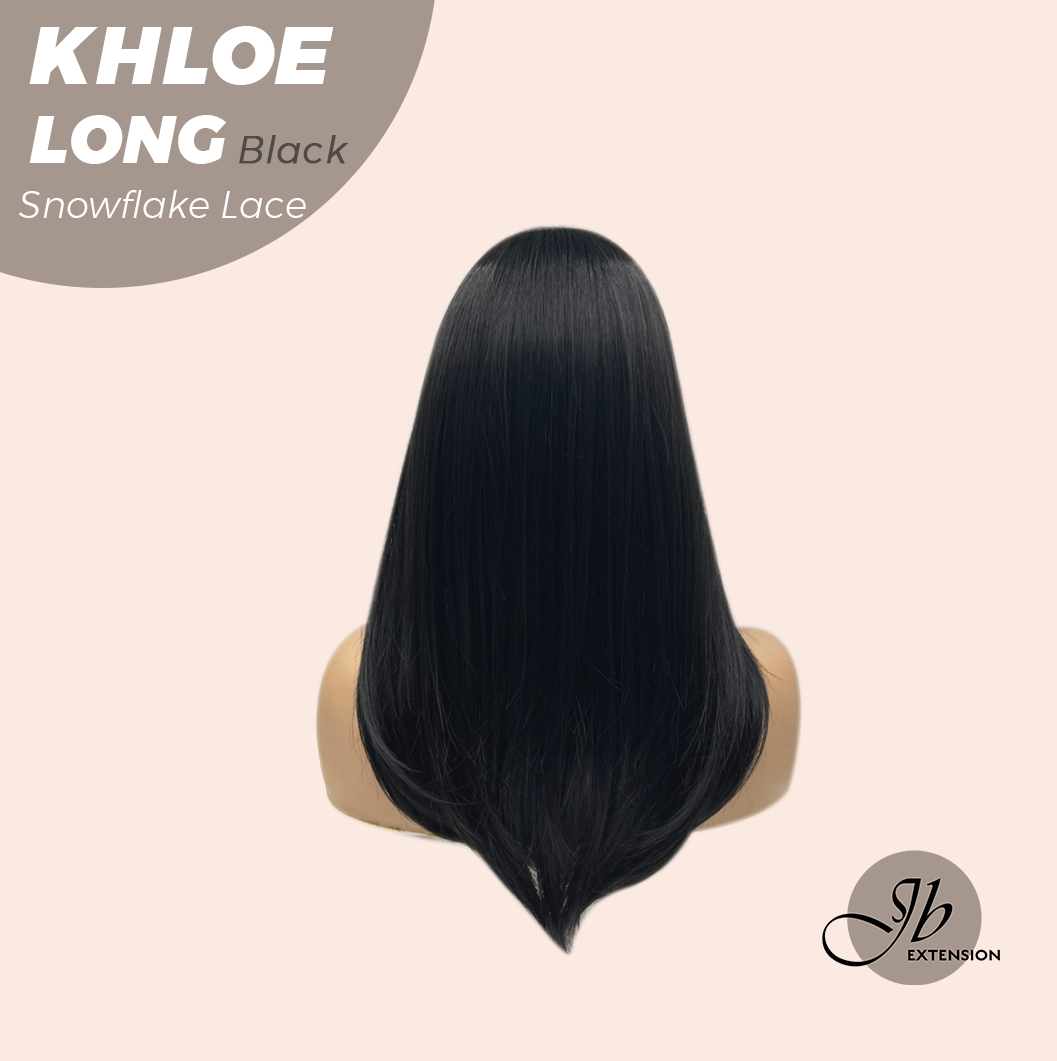 SNOWFLAKE LACE- JBEXTENSION 18 Inches Black Pre-Cut Snowflake Lace Frontlace Glueless Wig KHLOE LONG BLACK【PERMATEASE】【BENDY EAR TABS】