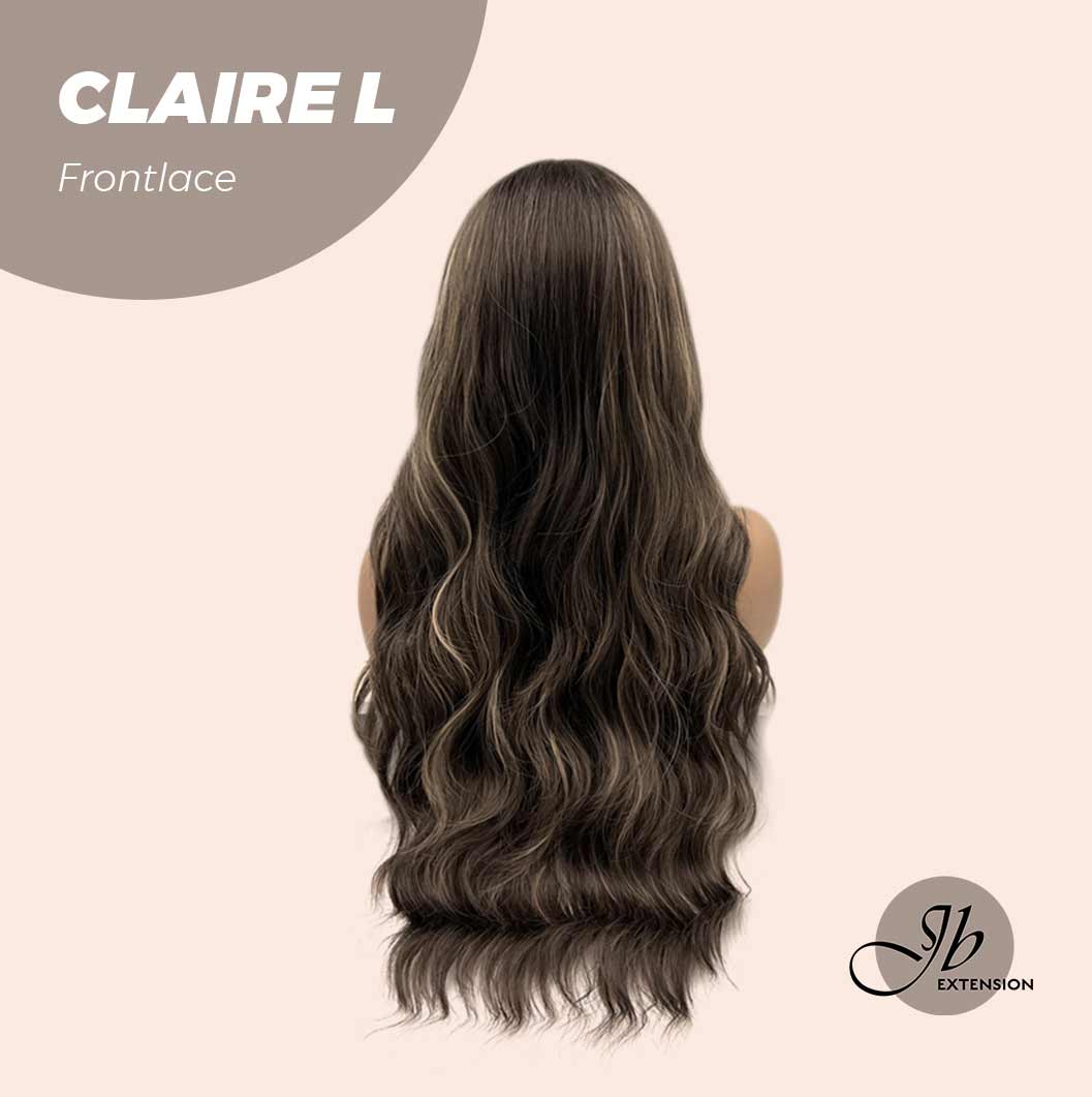 JBEXTENSION 26 Inches Body Wave Brown With Highlight Pre-Cut Frontlace Glueless Wig CLAIRE LACE L