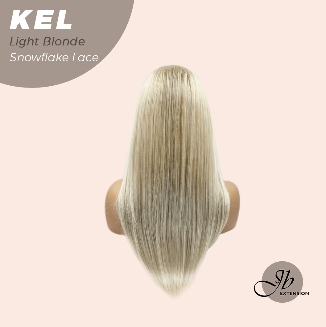 JBEXTENSION 22 Inches Light Blonde Pre-Cut Snowflake Lace Frontlace Glueless Wig KEL LIGHT BLONDE【PERMATEASE】【BENDY EAR TABS】- S/M