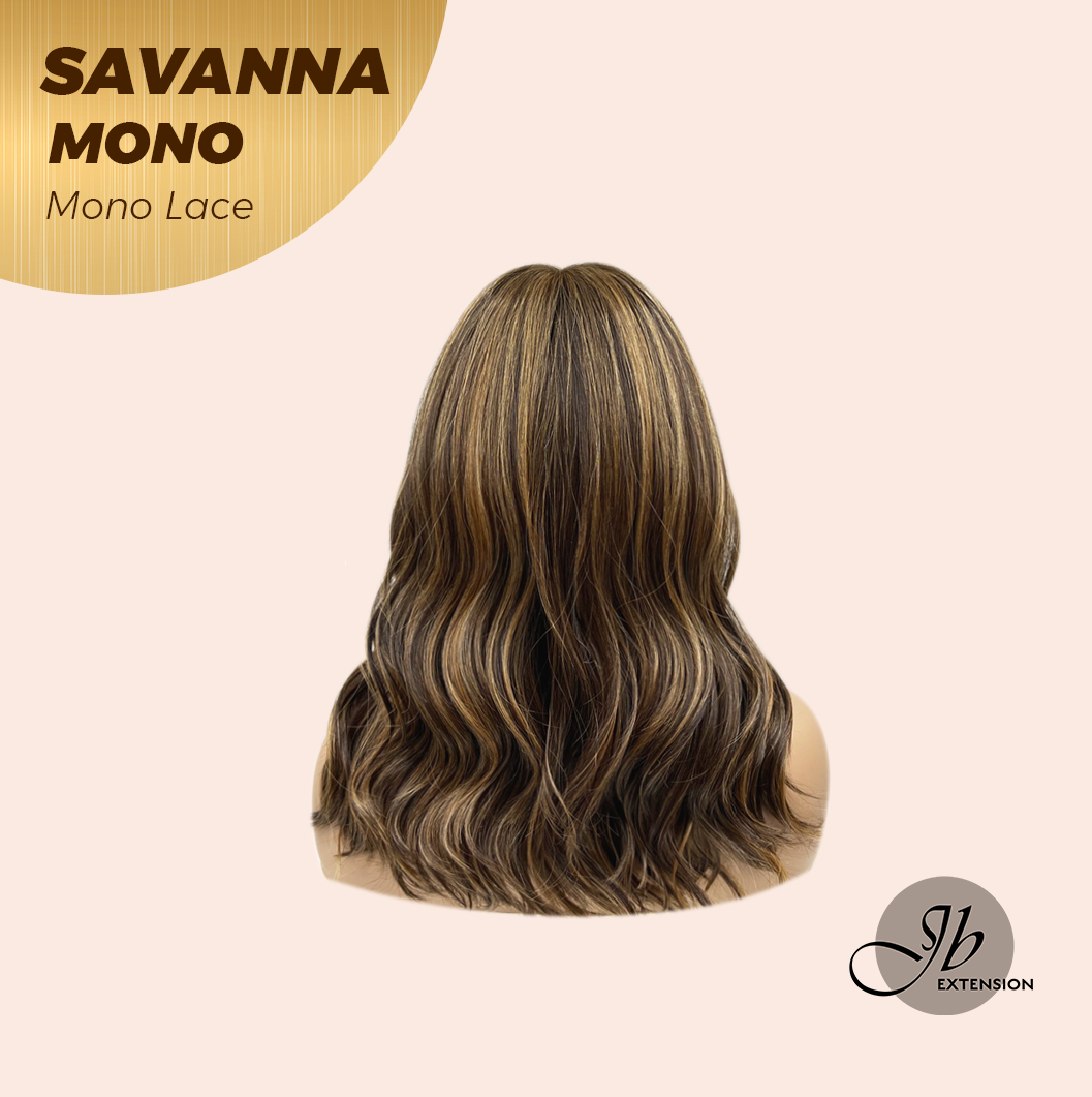 [PRE-ORDER] JBEXTENSION SAVANNA MONO Monofilament Handmade Wig 6X5 Full Monofilament Hand Tied Top Wig 16 Inches Brown With Highlight Wave Mono Lace Wig With Anti-slip Silicone Strips Glueless Wig SAVANNA MONO【BENDY EAR TABS】