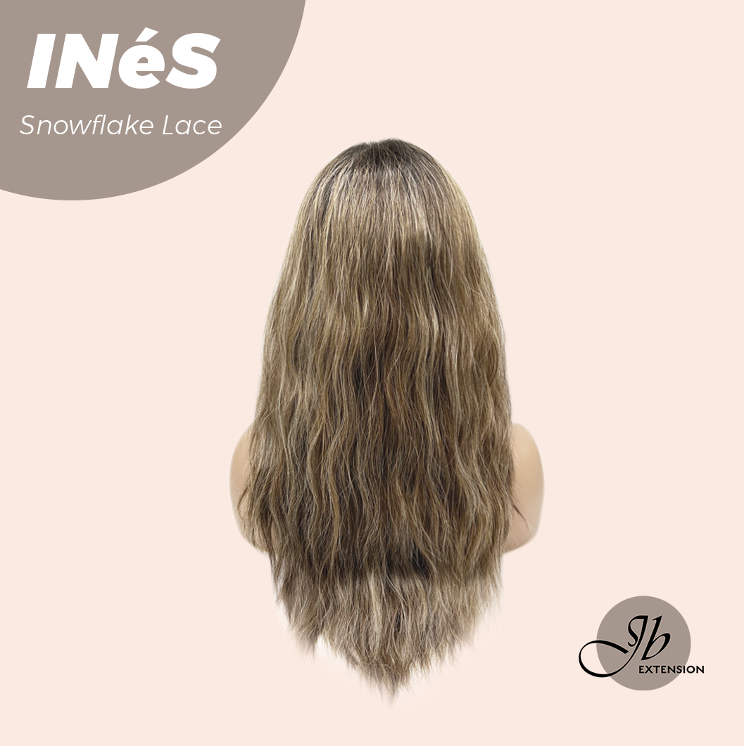 JBEXTENSION 22 Inches Mix Blonde Pre-Cut Snowflake Lace Frontlace Glueless Wig INéS SNOWFLAKE【PERMATEASE】【BENDY EAR TABS】- S/M