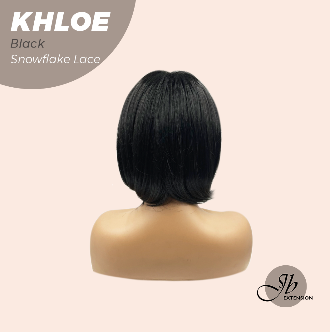 JBEXTENSION 12 Inches Bob Cut Black Pre-Cut Snowflake Lace Frontlace Glueless Wig KHLOE BLACK【PERMATEASE】【BENDY EAR TABS】