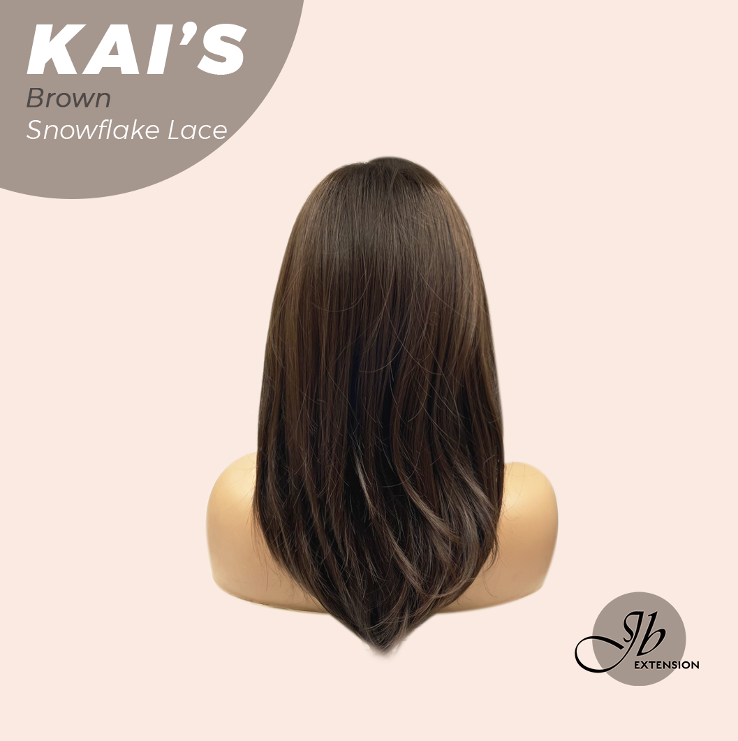 JBEXTENSION 18 Inches Brown Pre-Cut Snowflake Lace Frontlace Glueless Wig KAI'S BROWN【PERMATEASE】【BENDY EAR TABS】