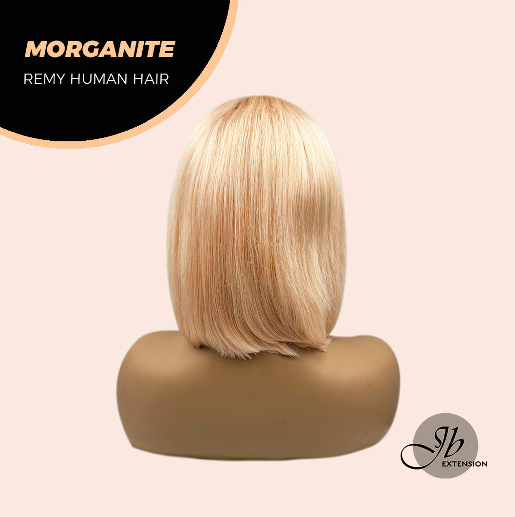 JBEXTENSION GEMSTONE COLLECTION 12 Inches Real Human Hair Peach Bob Cut Free Parting Wig MORGANITE