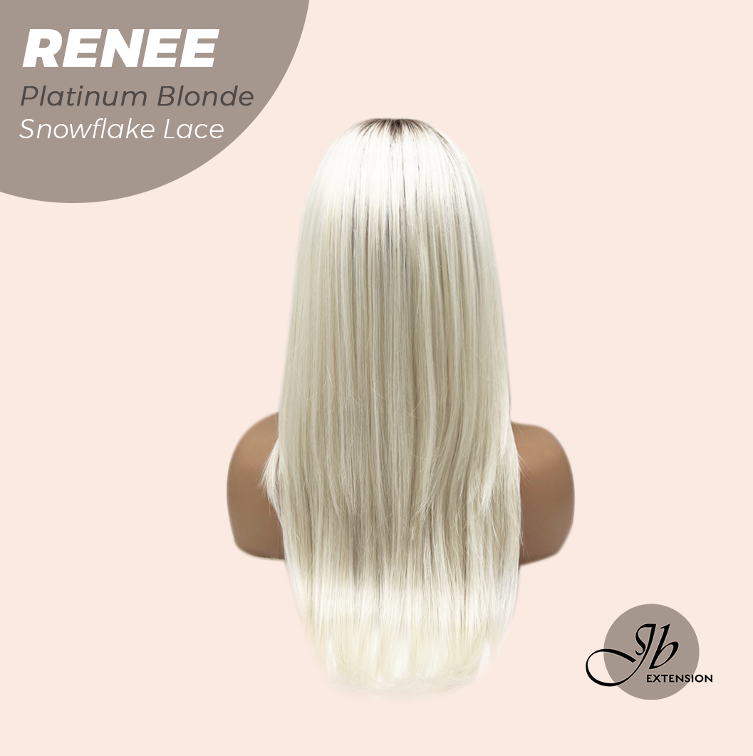 JBEXTENSION 21 Inches Platinum Blonde Pre-Cut T Part Snowflake Lace Frontlace Glueless Wig RENEE PLATINUM BLONDE【BENDY EAR TABS】